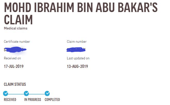 Claim status di website AIA
